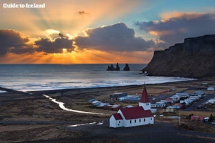 Located on Iceland's South Coast, Vik i Myrdal village is near Reynisfjara black sand beach.