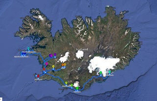 Mapa de la ruta de esta aventura invernal y de auroras boreales de una semana de duración.
